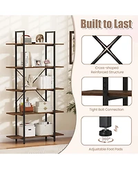 Sugift Vintage Industrial Five Tier Bookcase with Open Shelving