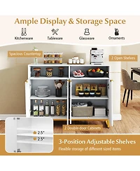 Sugift Modern Sideboard Cabinet with Four Doors and Storage Shelves