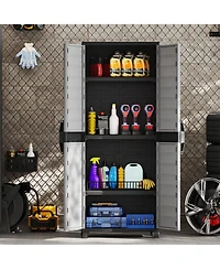 Sugift Lockable Plastic Storage Cabinet with Adjustable Shelves
