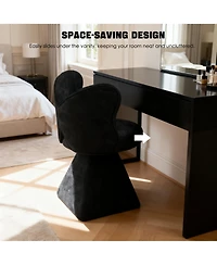 Rainsken Accent Chair with Butterfly Back, 360° Swivel Vanity Chair, Chenille Makeup Chairs with Sturdy Pyramid Base for Living Room, Bedroom