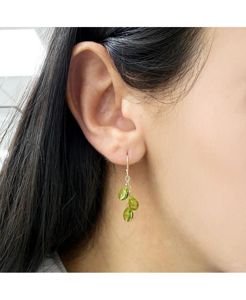 The Lovery Peridot Bead Dangle Earrings 14K Gold