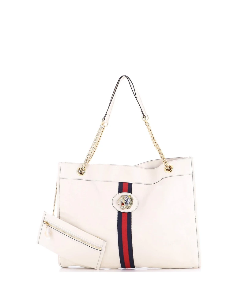 Pre-Owned Gucci Large Rajah Chain Tote Leather