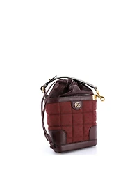 Pre-Owned Gucci Mini Drawstring Bucket Crossbody Bag Quilted Gg Canvas and Leather with Gg Coated Canvas