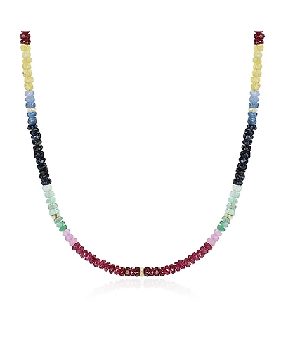 The Lovery Rainbow Gemstone Bead Necklace 14K Yellow Gold