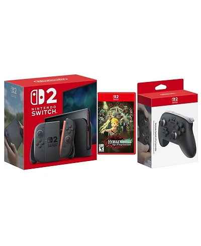 Nintendo Switch 2 Console with Hyrule Warriors Age of Imprisonment and Pro Controller Bundle