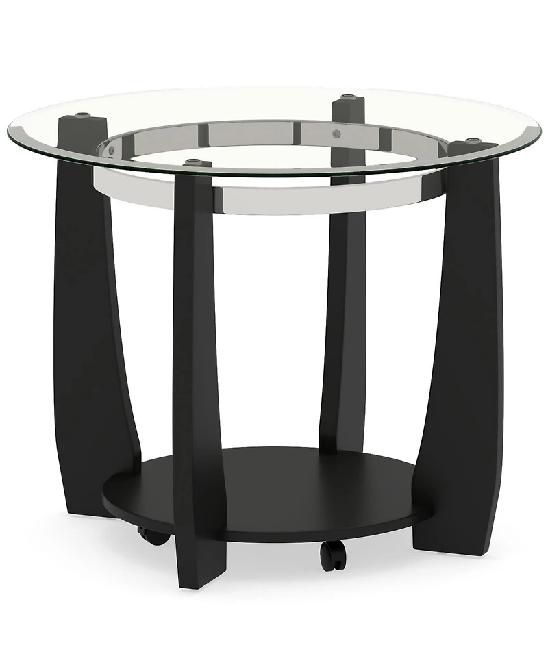Sugift Two Tier Round Glass Coffee Table with Storage Shelf