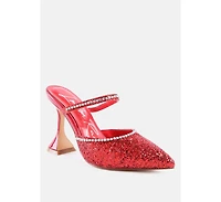 Iris Glitter Diamante Embellished Spool Heel Sandals