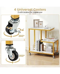 Sugift G Shaped Three Tier Mobile End Table with Open Shelves
