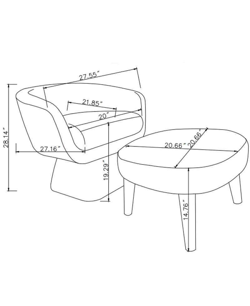 Boyel Living Modern Lazy Chair with Ottoman, 360° Swivel Accent Chair, Upholstered Reading Footrest for Small Spaces