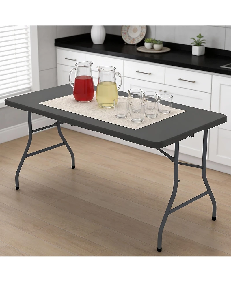 Decksplore 6FT Folding Plastic Utility Table with Carry Handle for Indoor & Outdoor Use