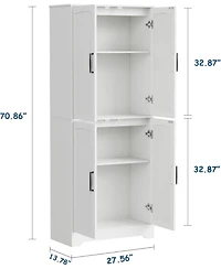 gaomon Farmhouse Kitchen Pantry Cabinet, 71" Tall Wood Pantry Storage Cabinet with 4 Doors & Adjustable Shelves, Freestanding Cupboard for Dining Room