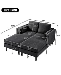 Streamdale Furniture Modern Chaise Lounge Sofa Bed 53.5" Upholstered Couch