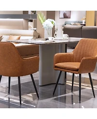 Boyel Living Velvet Dining Chair Set of 2, Modern Mid-Back Accent Chairs with Gold Plated Legs, Upholstered for Room