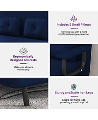 Rainsken Corduroy Convertible Loveseat Sofa Bed with 5-Position Adjustable Backrest and Pillow, Modern Folding Couch for Living Room, Bedroom