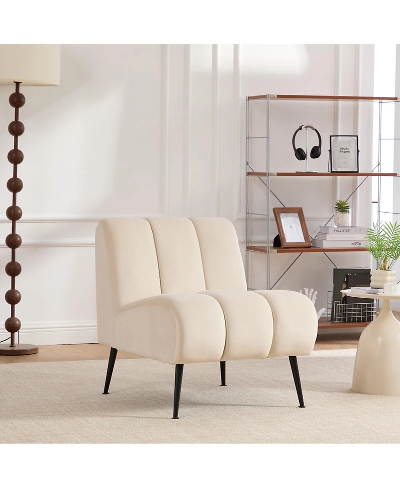 Boyel Living Modern Armless Accent Chair with Metal Legs, Velvet Upholstered Small for Room, Bedroom and Office