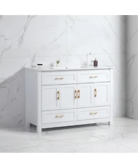 Sillysis 48" Transitional Bathroom Vanity with Ceramic Sink, Soft Close Doors, Mdf Cabinet, Elegant Storage Space for Modern Homes
