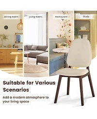 Sugift Mid Century Modern Upholstered Wooden Dining Chairs Set