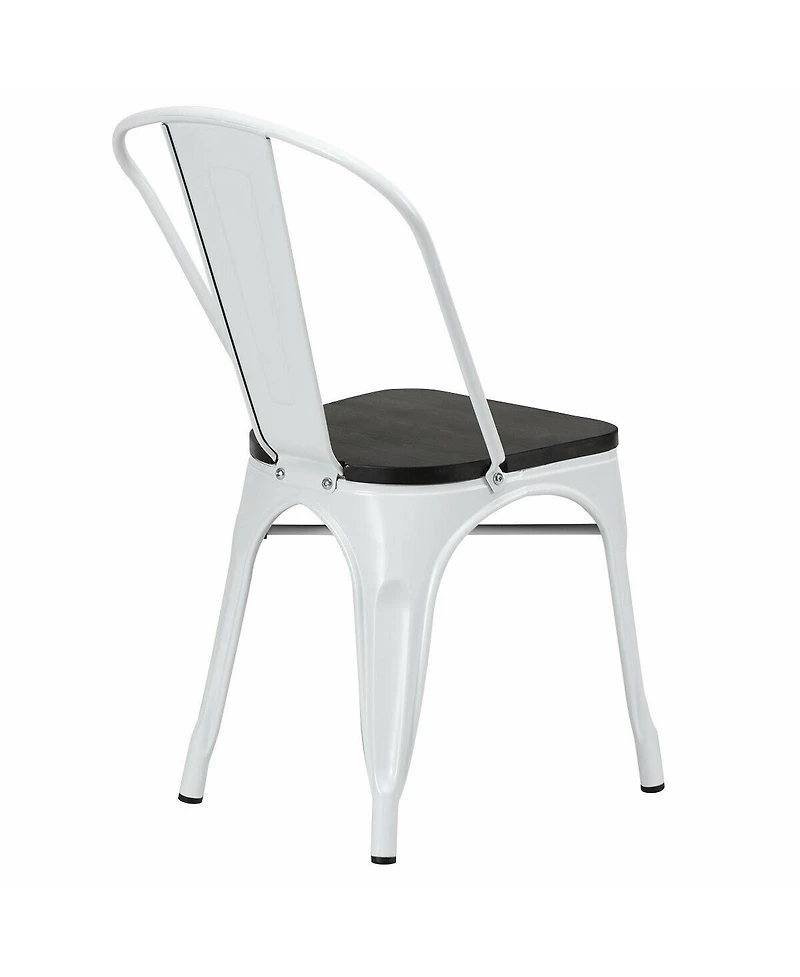 Sugift Tolix Style Metal Dining Chairs Set of Four with Wood Seats