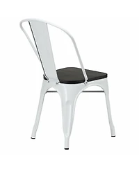 Sugift Tolix Style Metal Dining Chairs Set of Four with Wood Seats