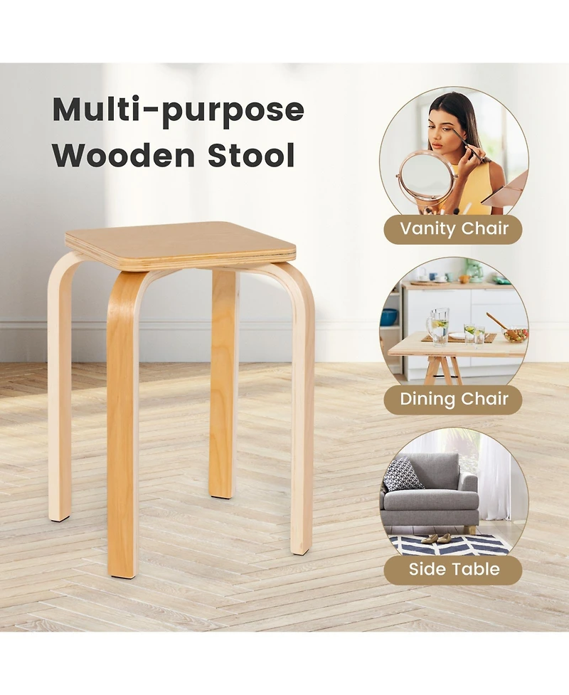 Sugift Stackable Stools Set of Four with Square Tops