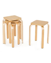 Sugift Stackable Stools Set of Four with Square Tops