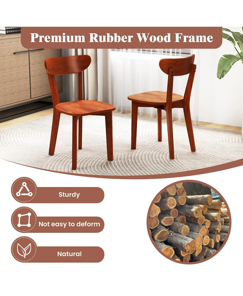 Sugift Solid Wood Dining Chairs Set of Two with Curved Backrest