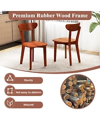 Sugift Solid Wood Dining Chairs Set of Two with Curved Backrest