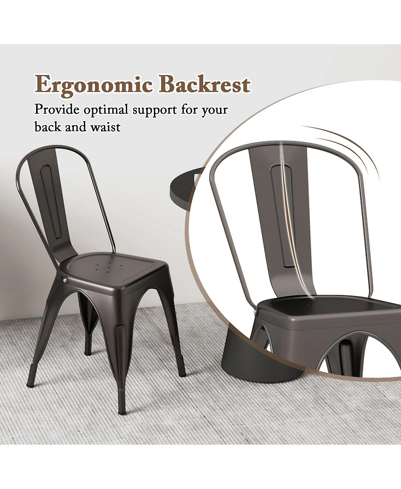 Sugift Metal Dining Chairs Set of Four with Removable Backrest