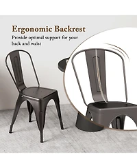 Sugift Metal Dining Chairs Set of Four with Removable Backrest