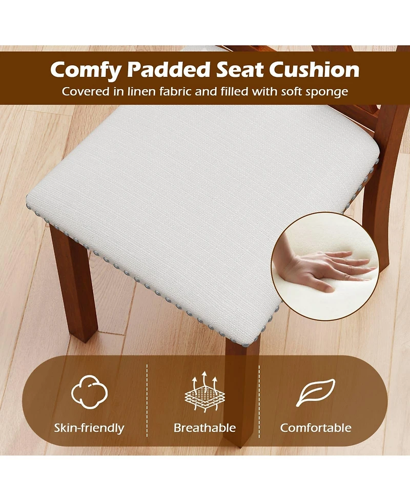 Sugift Wooden Dining Chairs Set of Two with Curved Backrest