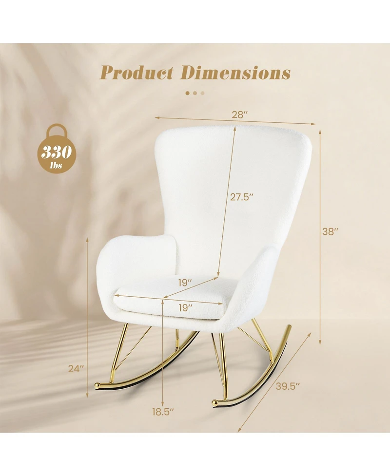 Sugift Nursery Rocking Chair with Curved Backrest and Armrests