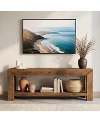 Tribesigns Solid Wood Tv Stand for Tvs up to 75'', 63" TV Console Entertainment Center with Open Storage Shelves