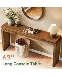 Tribesigns Solid Wood Console Table, 63-Inch Long Farmhouse Sofa Table Behind Couch
