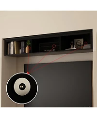 Famapy Tv stand with top cabinets, entertainment center tempered glass doors, wooden media console