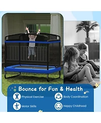 Gymax 6 Ft Kids Trampoline w/Swing and Horizontal Bar Safety Enclosure Net