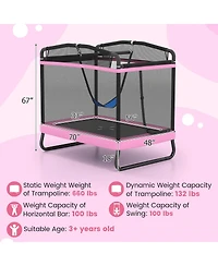 Gymax 6 Ft Kids Trampoline w/Swing and Horizontal Bar Safety Enclosure Net