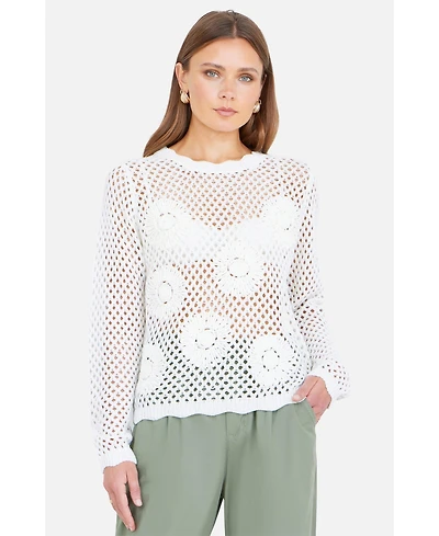 Yumi Women's Flower Crochet Jumper