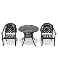 Clihome 3-Piece Bistro Table Set Cast Aluminum Patio Furniture with Cushions