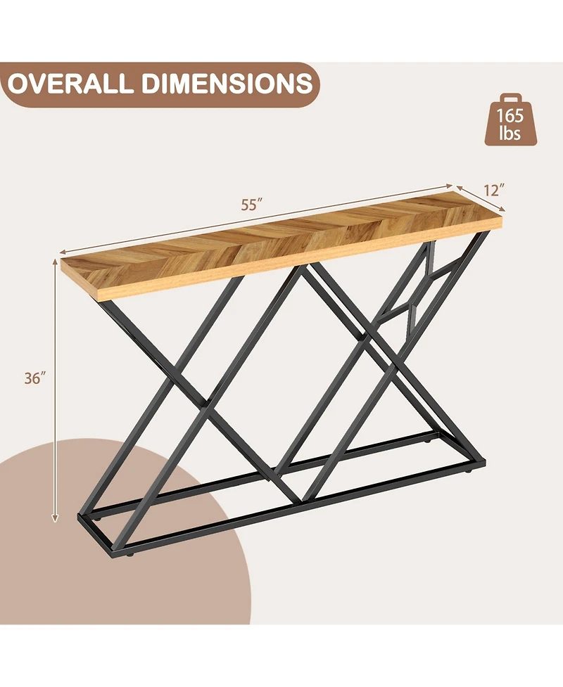 Sugift Console Table with Solid Metal Frame and Storage Shelf