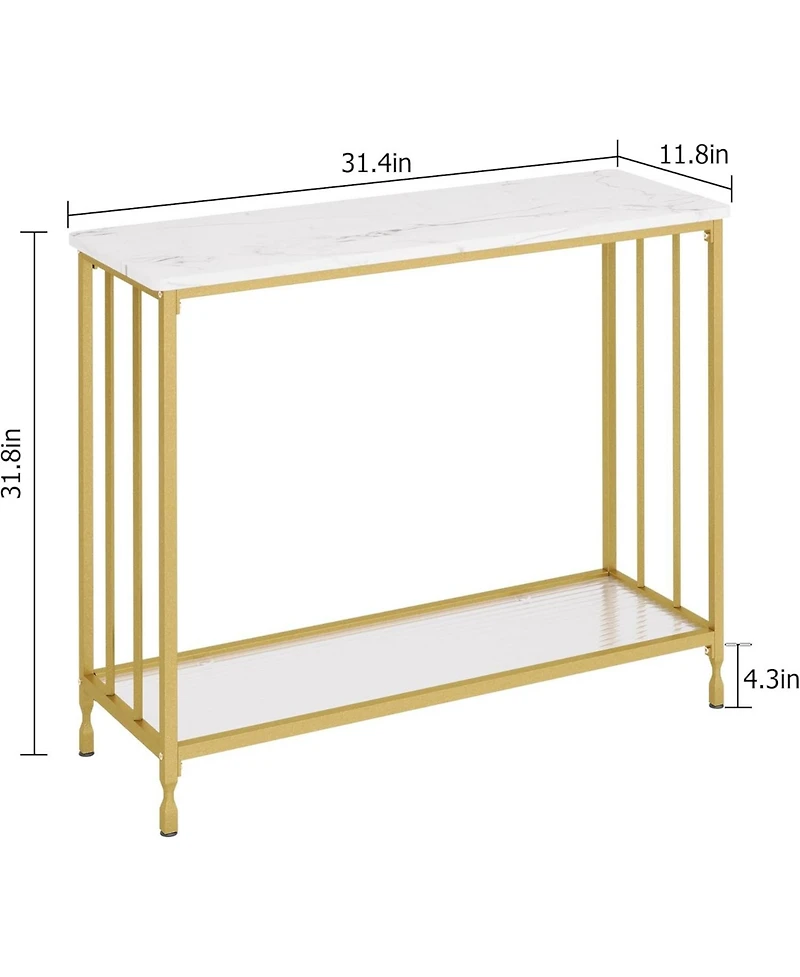 gaomon Industrial Console Table, Behind Couch Table with Glass Shelf, Narrow Metal Frame Hallway Table, Entryway, Living, Bedroom