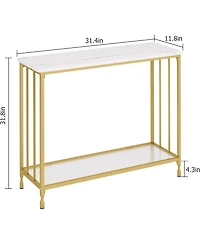 gaomon Industrial Console Table, Behind Couch Table with Glass Shelf, Narrow Metal Frame Hallway Table, Entryway, Living, Bedroom