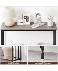 gaomon Industrial Console Table, Behind Couch Table with Glass Shelf, Narrow Metal Frame Hallway Table, Entryway, Living, Bedroom