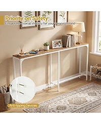 Sugift Narrow Console Table with Built In Power Outlet for Small Spaces