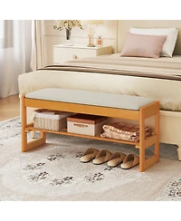 Sugift Shoe Rack Bench with Flip Open Storage and Two Tier Design
