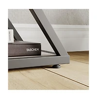 gaomon Industrial 3-Tier Entryway Table, Double X Metal Frames, 2 Storage Shelves, Rustic Wood, Living Room or Hallway