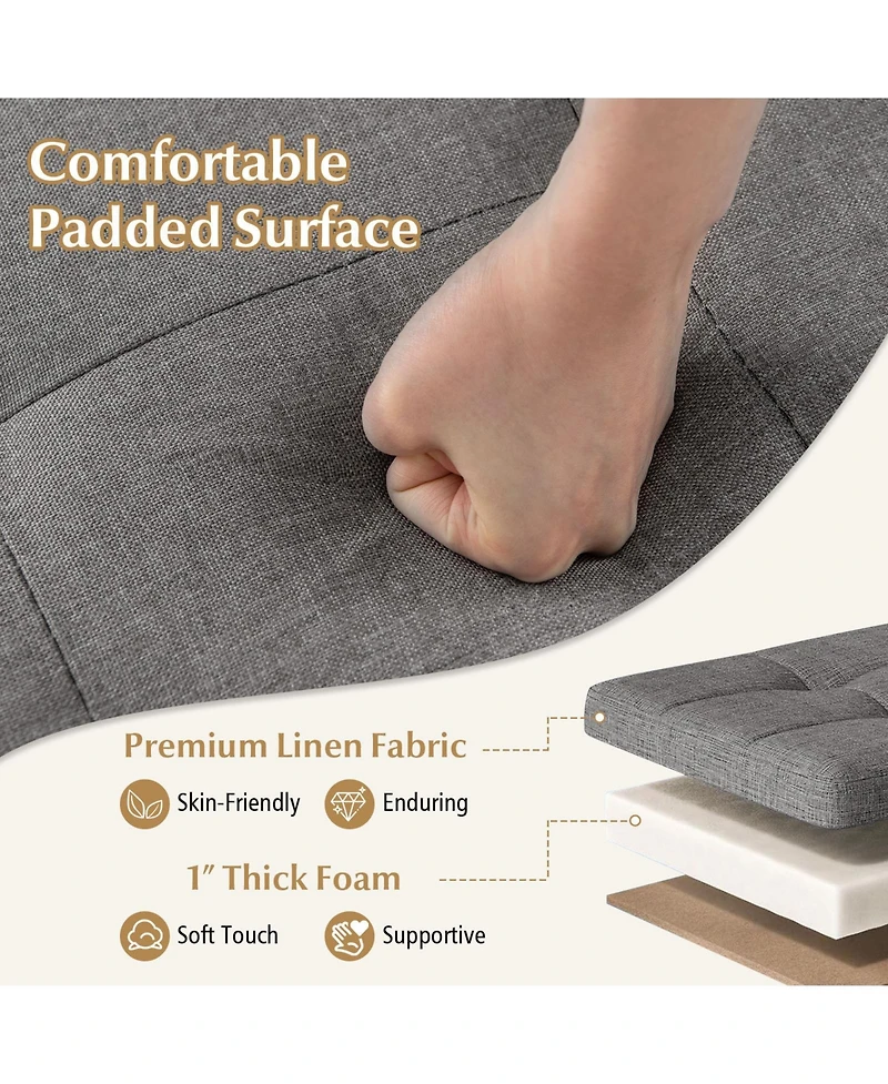 Sugift Round Storage Ottoman with Wood Legs and Lift Top Design