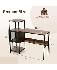 Sugift Computer Desk with Bookshelf Storage Cabinet and Open Shelves