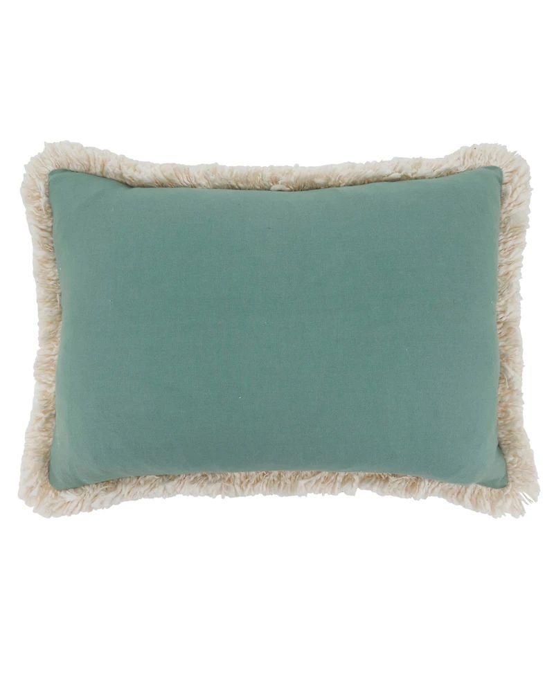 Saro Lifestyle Embroidered Lobster Fringe Decorative Pillow, 14" x 20"