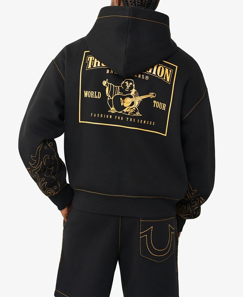 True Religion Men's Rodeo Big T Boxy Zip Hoodie