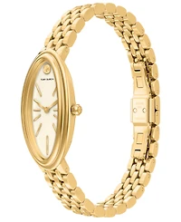 Tory Burch Women's The Oval Elongated Quartz Two-Hand Gold Stainless Steel Watch, 22mm